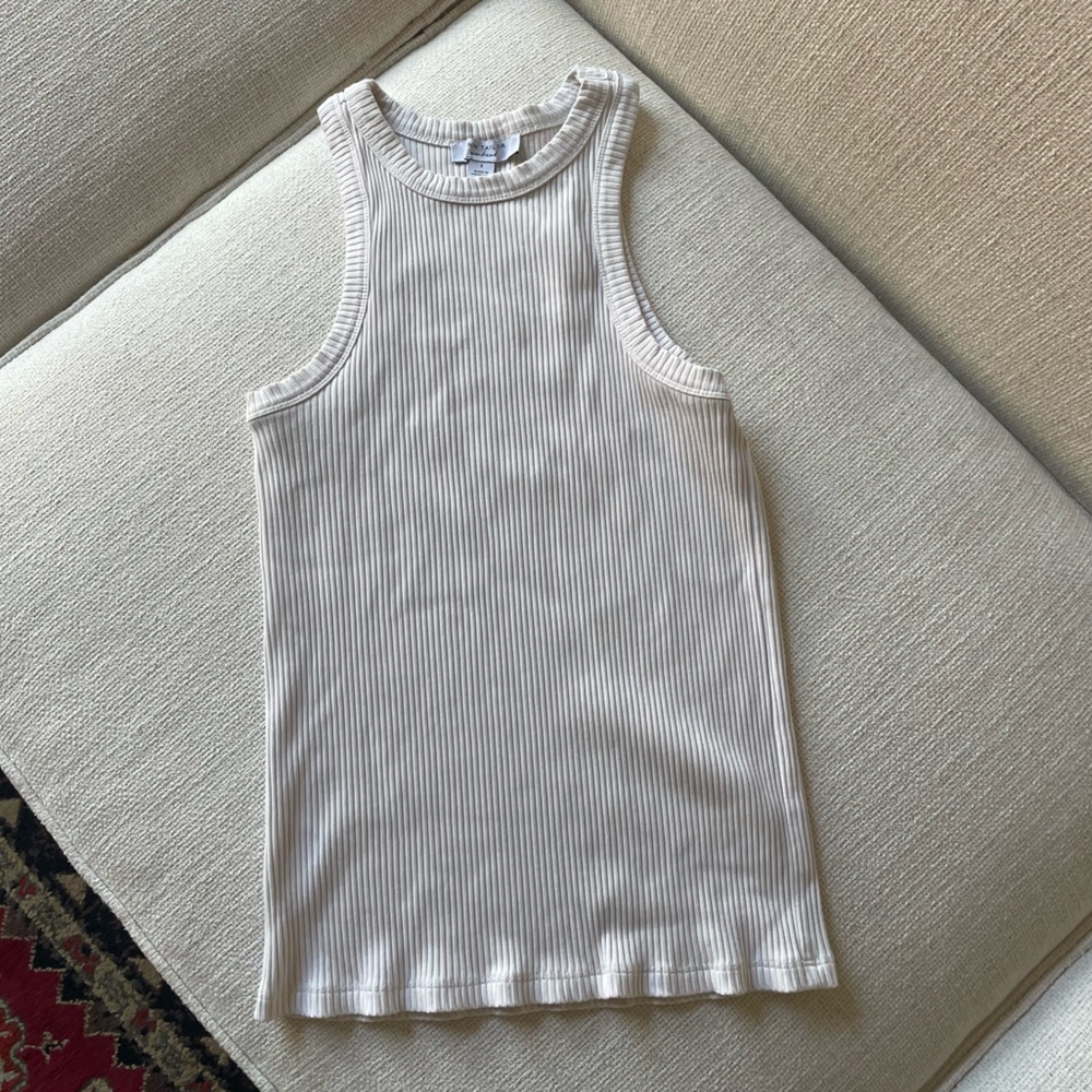 Ann Taylor White Ribbed Knit Top